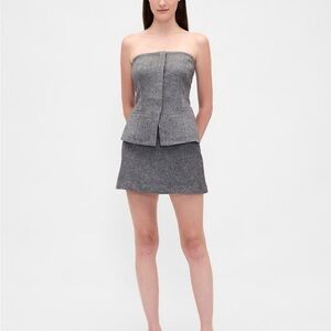 Gray Strapless Peplum Top and Skirt Set